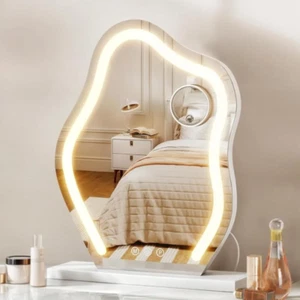 LED Vanity Mirror, Large Cloud-Shaped Makeup Mirror, Touch Dimmable Light & 5X M - Picture 1 of 6
