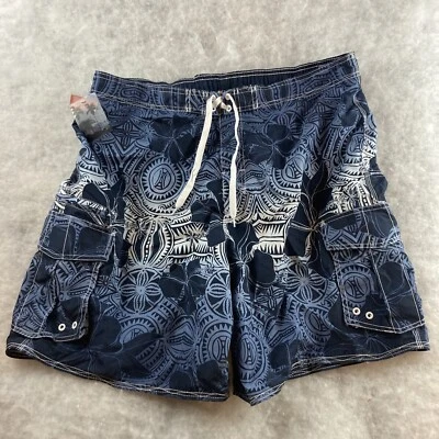 Pantalones cortos Joe Boxer XL de malla floral azul natación para hombre Foto 1 de 3