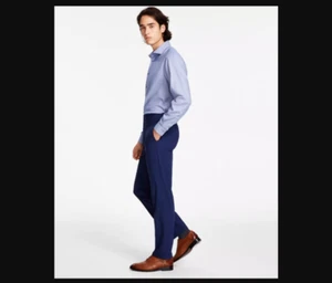 Calvin Klein NEW NWT Mens Slim Fit Glen Plaid Blue Suit Dress Pants 40x30 - Picture 1 of 4
