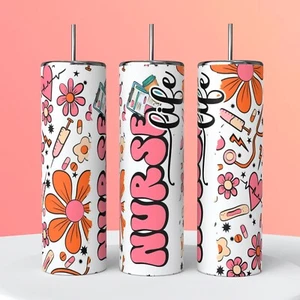 20oz Nurse Appreciation Sublimated Tumbler Cup With Lid And Straw - Picture 1 of 1