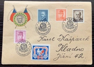 1947 Dr. Edvard Benes Presidente República Checa Primer Día Cubierta FDC USADO POSTALMENTE Foto 1 de 2