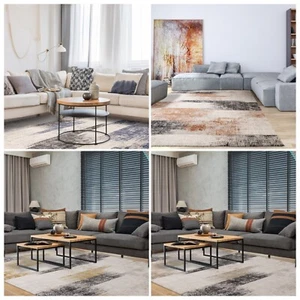 Alfombra moderna de líneas abstractas para sala de estar dormitorio alfombra de pelo corto aterciopelada suave - Imagen 1 de 24