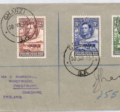 BECHUANALAND Cover Ghanzi Registered GB Cheshire Prestbury 1950{samwells}YJ209 - Image 1 of 4