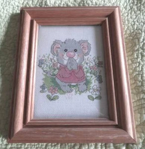 COMPLETED Framed SUZY'S ZOO God Bless Praying Mouse Cross Stitch PICTURE - Picture 1 of 4