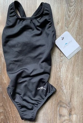 Traje de baño DOLFIN Ocean Performance 1 pieza ~ para niña talla 22 ~ espalda deportiva ~ negro ~ nuevo con etiquetas ~ nuevo ~ Foto 1 de 4