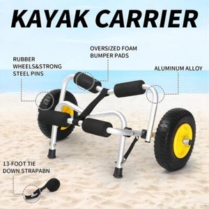 Kayak Boat Canoe Gear Dolly Cart Trailer Carrier Trolley Solid Tire Wheel Silver - Picture 1 of 10