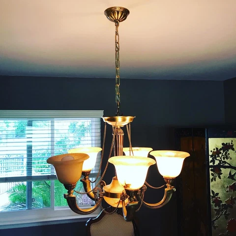 Vintage Alabaster Chandelier 5 Light Gilt Bronze Neoclassic Hollywood Regency Cover