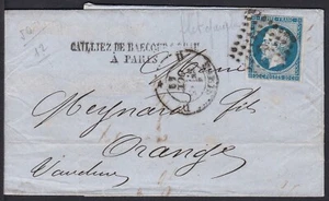 Old Classic Cover, OFCV0028 France Sc15 Napoleon, Oct. 15. 1859. - Picture 1 of 2