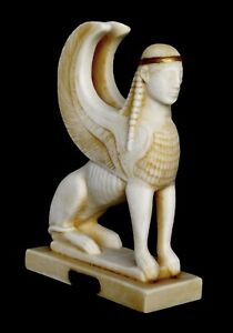 Sphinx Alabaster aged sculpture - Guardian of sacred places Symbol of Mystery