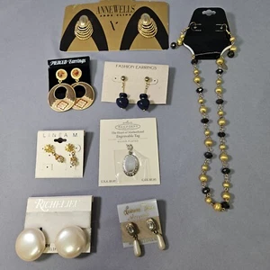 Mixed Lot of NOS Jewelry Earrings Shoe Clips Necklace Pendant - Picture 1 of 7