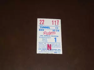 1958 LOS ANGELES DODGERS 1ST YEAR TICKET STUB VS PIRATES HR THOMAS LAW - Picture 1 of 2