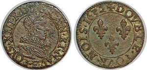 LOUIS XIII DOUBLE TOURNOIS 1632 E TOURS G.9a - Picture 1 of 1