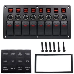 8 Gang Switch Control Panel Rocker Circuit Breaker Toggle For Car Boat Truck - Picture 1 of 10