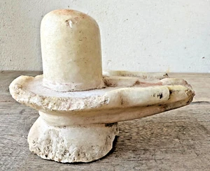 Antique Old Rare Marble Hand Carved Hindu Religious God Shiva Lingam Holy Statue - Picture 1 of 12