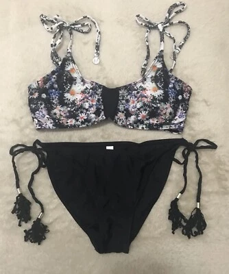 Conjunto de bikini Mix & Match | Top rosa visón talla S - parte inferior BP talla M | negro/multi Foto 1 de 4