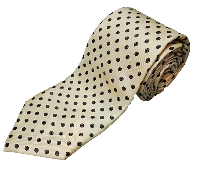 Corbata de Colección Chaps Ralph Lauren Para Hombres Beige Patrón de Lunares 100% Seda EE. UU. 3"x56" Usada en Excelente Condición Foto 1 de 4