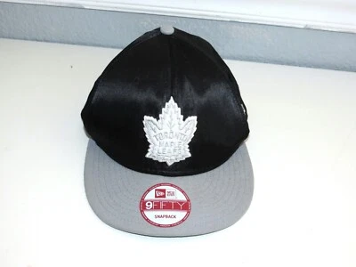 New Era 9Fifty Mens Cap NHL Toronto Maple Leafs Hockey Black Satin Silver Hat - Image 1 of 4