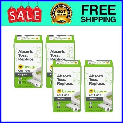 Purina Tidy Cats Breeze Litter System Cat Pad Refills, Breeze 10ct. 4 Pack