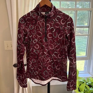 Kerrits 1/4-Reißverschluss Pullover Basisschicht Shirt Oberteil weinrot Hufeisen Damen Small - Bild 1 von 7