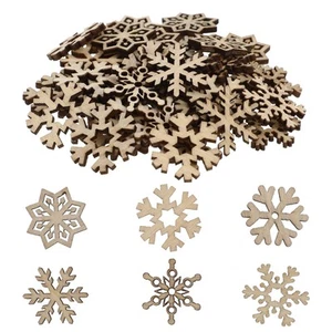 50 Pcs Wooden Snowflakes Mini Unfinished Christmas Cutouts Ornaments - Picture 1 of 11