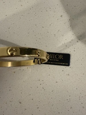 Brazalete Brazalete Milor 14k Electroform Oro Amarillo "Tornillo" - Nuevo - Italia -7 1/2 Foto 1 de 2