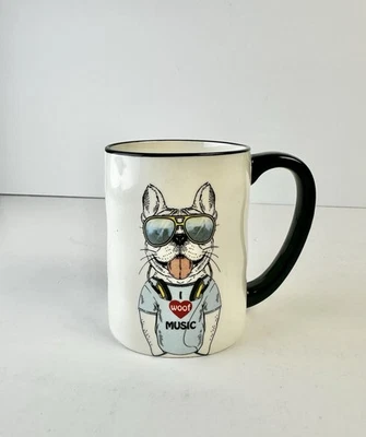 Taza de café I Woof (amor) corazón música vasos Bulldog francés firma Frenchie Foto 1 de 4