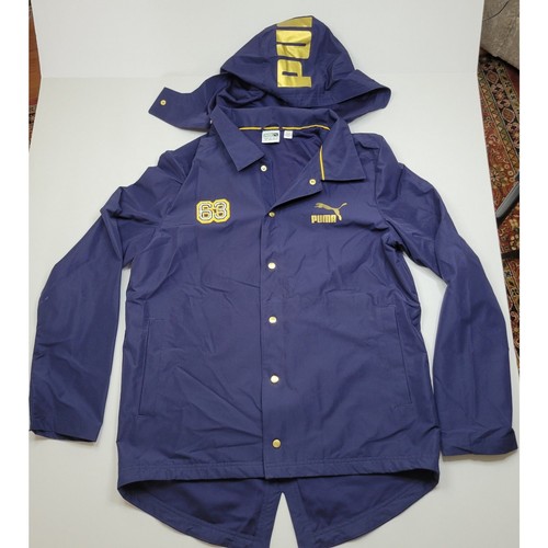Puma BHM 63 Coaches Giacca con Cappuccio Pavone Blu Navy Oro Logo Clyde 574192 Small