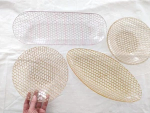 Juego de cuatro cuencos de plástico de fibra tejida MCM vintage estilo rafia acrílico lucite - Imagen 1 de 12