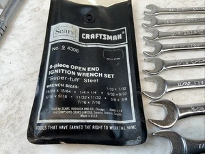Craftsman 4306, 8pc SAE Open End Ignition Wrench Set, USA Made - Picture 1 of 8