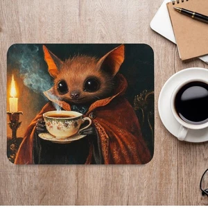 Vampire Bat Tea Mousepad Gothic Cottagecore Whimsical Woodland Desk Décor - Picture 1 of 6