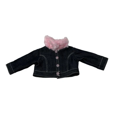 Chaqueta de mezclilla para muñeca Adora Fits 18" botones rosas imitación piel ribete ropa superior Foto 1 de 4