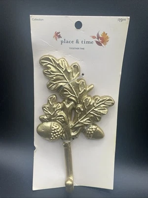 Gancho de pared Place & Time hojas de roble y bellota metal pesado nuevo 7,75x4,5 Foto 1 de 4