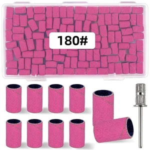 100 Pcs (180 Grit Pink)Sanding Bands Nail Drill Bit with 180-Grit-Rose red  - Picture 1 of 7