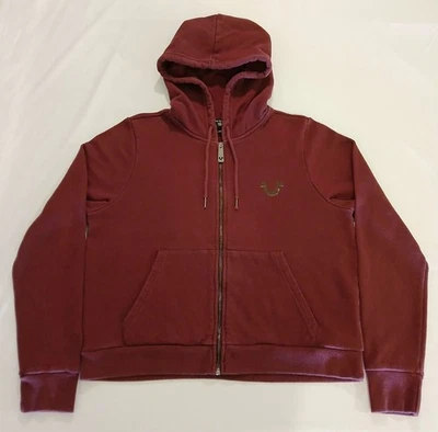 True Religion Hoodie Large Womens Burgundy Red Full Zip Long Sleeve Read - Image 1 of 4