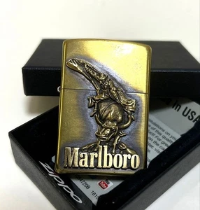 VINTAGE 2006 ZIPPO MARLBORO COWBOY BRASS LIGHTER w/BOX - Picture 1 of 7