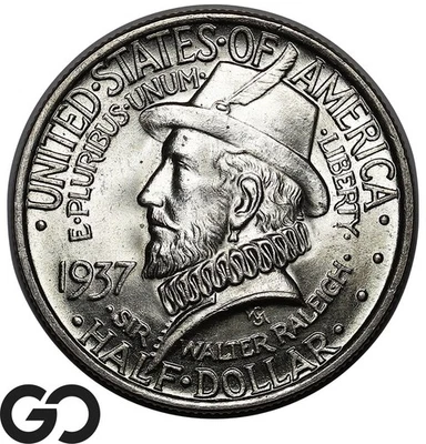 1937 Roanoke Commemorative Half Dollar, Gorgeous Superb Gem BU++ - Image 1 of 3