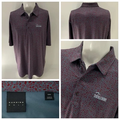 Мужская рубашка-поло Dunning Golf 2XL синий красный цветочный узор лежбище GC YGI W5-108 - Изображение 1 из 4