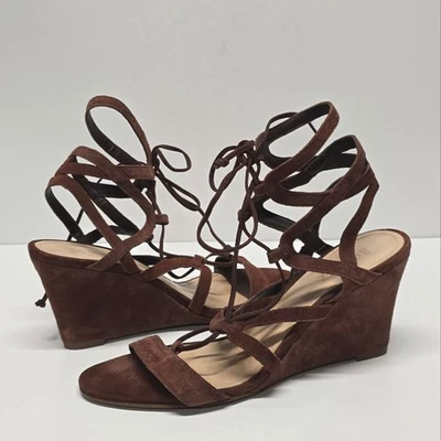 Sandálias femininas Schutz marrom camurça com cadarço cunha 9 - Imagem 1 de 4