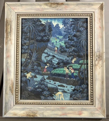 Guazzo Scena Di Genere A Figure Lavabili Bretelle Acqua Ubud Bali - Bild 1 von 4