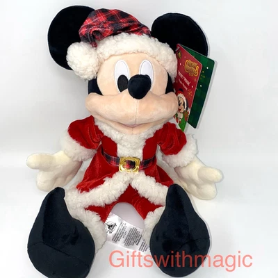 Muñeca de peluche Mickey Mouse 2025 Disney vacaciones de Navidad roja Santa 17" NUEVA Foto 1 de 4