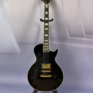 Chitarra Elettrica Personalizzata LP Nera Oro Accessori H Pickup 6 Corde - Foto 1 di 9