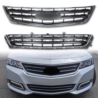 2PCS For Chevrolet Impala 2014-2020 Front Upper & Lower Grille Set Chrome Black - Imagem 1 de 4
