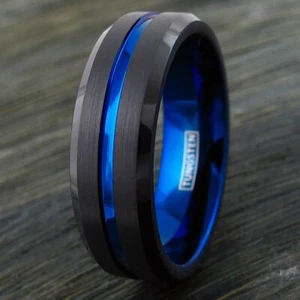 6/8mm Tungsten Carbide Defend the Line Wedding Band Ring 8-Plated Colors - Picture 1 of 20