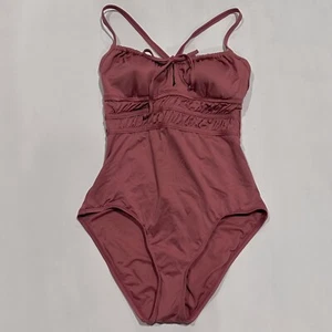 Women's Gathered Modern One Piece Swimsuit - Kona Sol Mauvewood XL - Picture 1 of 3