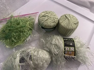 Lot of 4 Green Yarn items Sensations Flutterby Collection & Eyelash Rayon/nylon - Picture 1 of 5