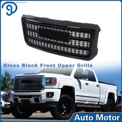 For 15-19 GMC Sierra 2500HD 3500HD Gloss BLK Denali Plastic Grille Front Upper Foto 1 de 4