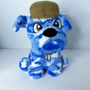 Kellytoy Hund Bulldogge 10 Zoll sitzend Plüsch blau Tarnmuster/braun Armee Militär Hut - Bild 1 von 3