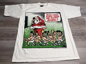 Vintage Santa Elvis Funny Christmas T-Shirt Mens Sz L 90s Mother Goose & Grimm - Picture 1 of 7