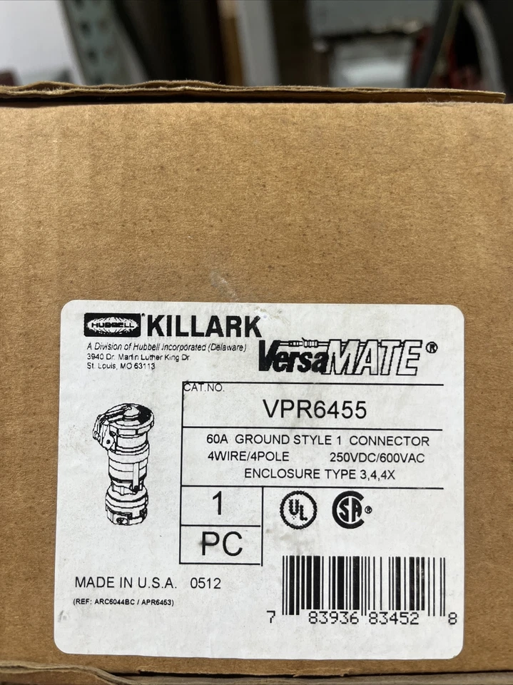 Conjunto de conector de servicio inverso Hubbell Killark VPR6455-S36 60A 4W4P *NUEVO* Foto 1 de 1