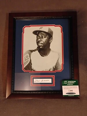 Hank Aaron Autograph Signed Index Framed 16" x 13" Matted SGC Authenticated HOF - Image 1 of 4